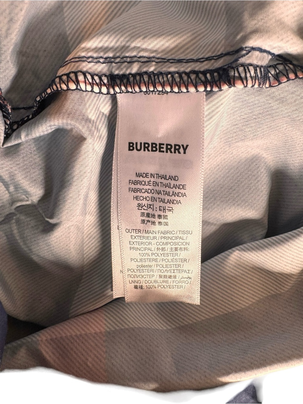 Burberry Navy, White and Red Plaid Men’s Swim Trunks - Picture 4 of 4